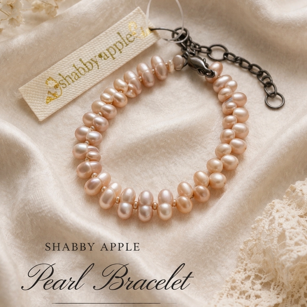 Shabby Apple Blush Pink Pearl Bead Bracelet NWT Adjustable